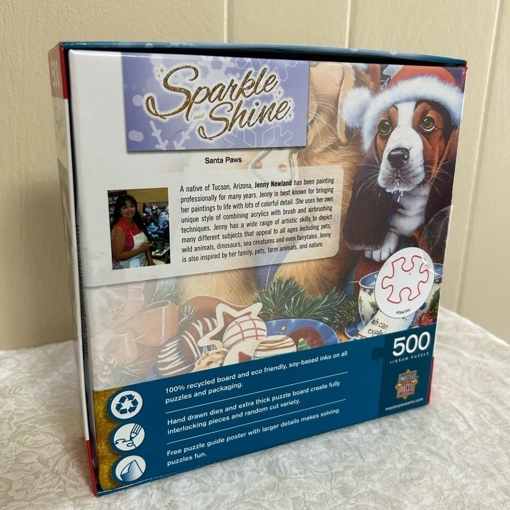 NWT Masterpieces SPARKLE&SHINE Christmas Glitter Puzzles Santa Paws